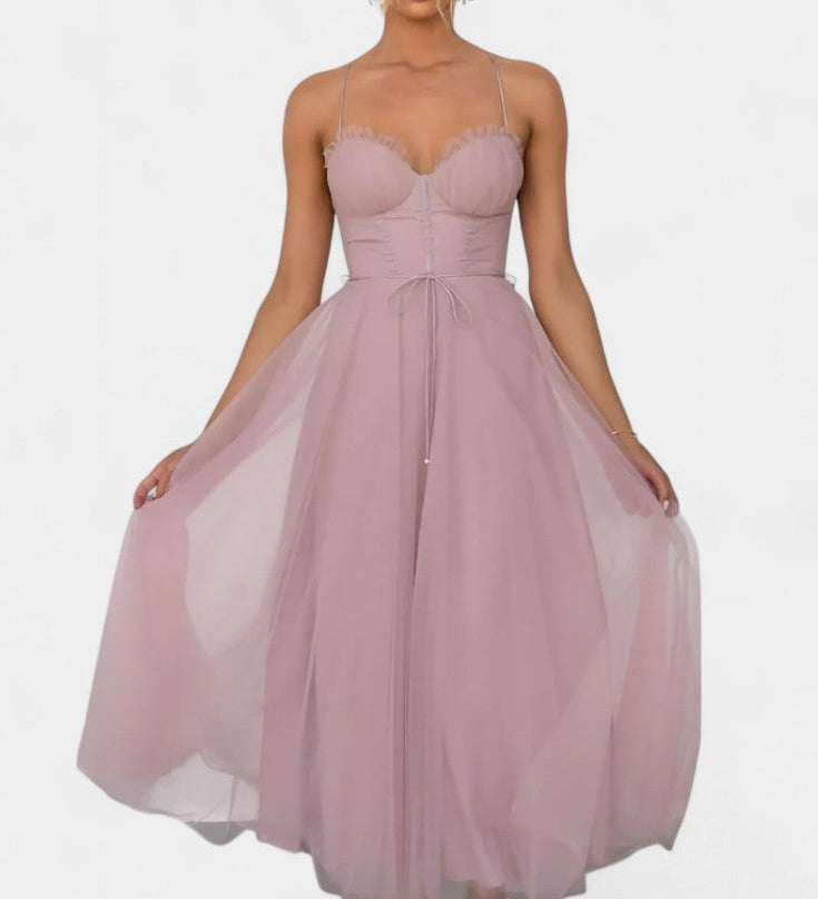 Vestido midi de tul Eileen elegante y sofisticado