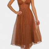 Vestido midi de tul Eileen elegante y sofisticado