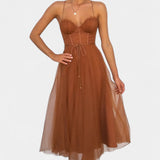 Vestido midi de tul Eileen elegante y sofisticado