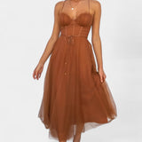 Vestido midi de tul Eileen elegante y sofisticado