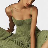 Ottilie Vestido de Chiffon Plisado con Corsé Esculpido y Encanto de Escote Corazón