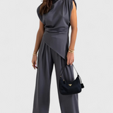 Conjunto Sofía de Hombros Asimétricos y Drapeados Elegantes