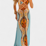 Sytella Vestido con Estampado Abstracto y Espalda Descubierta - Elegancia y Estilo en un Solo Look
