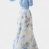 Eliane Vestido Largo con Encantador Estampado Floral y Elegante Escote Profundo