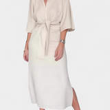 Ainhoa Vestido Casual con Nudo Frontal y Escote en V - Estilo Confort y Elegancia