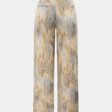 Inna Pantalones Rectos de Cintura Alta con Elegante Estampado de Mármol