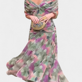 Vestido Largo Alondra con Encantador Estampado Floral y Elegante Escote en V