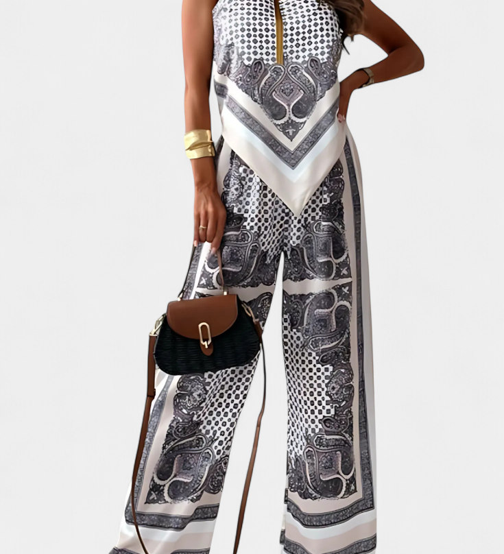 Conjunto de Moda Leonie Paisley con Elegantes Tiras