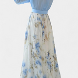 Eliane Vestido Largo con Encantador Estampado Floral y Elegante Escote Profundo