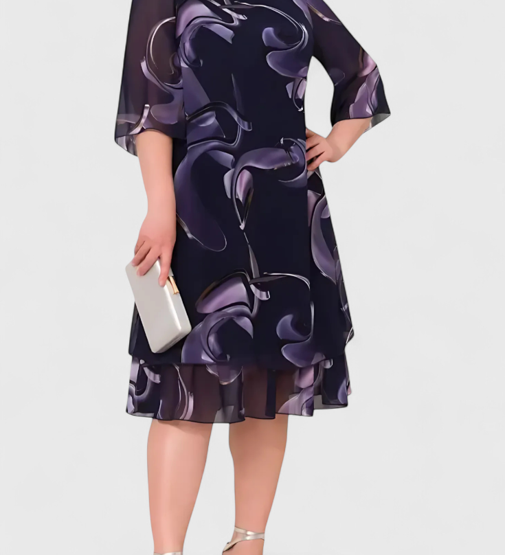 Vestido de Gasa Shriley con Estampado Midnight Swirl y Silueta Fluida para un Look Elegante y Sofisticado