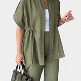 Lani Conjunto Casual de Camisa y Pantalones en Algodón y Lino para un Estilo Confortable