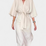 Ainhoa Vestido Casual con Nudo Frontal y Escote en V - Estilo Confort y Elegancia