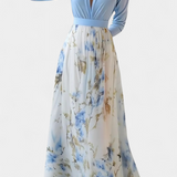 Eliane Vestido Largo con Encantador Estampado Floral y Elegante Escote Profundo