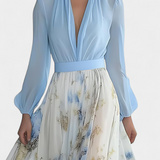 Eliane Vestido Largo con Encantador Estampado Floral y Elegante Escote Profundo