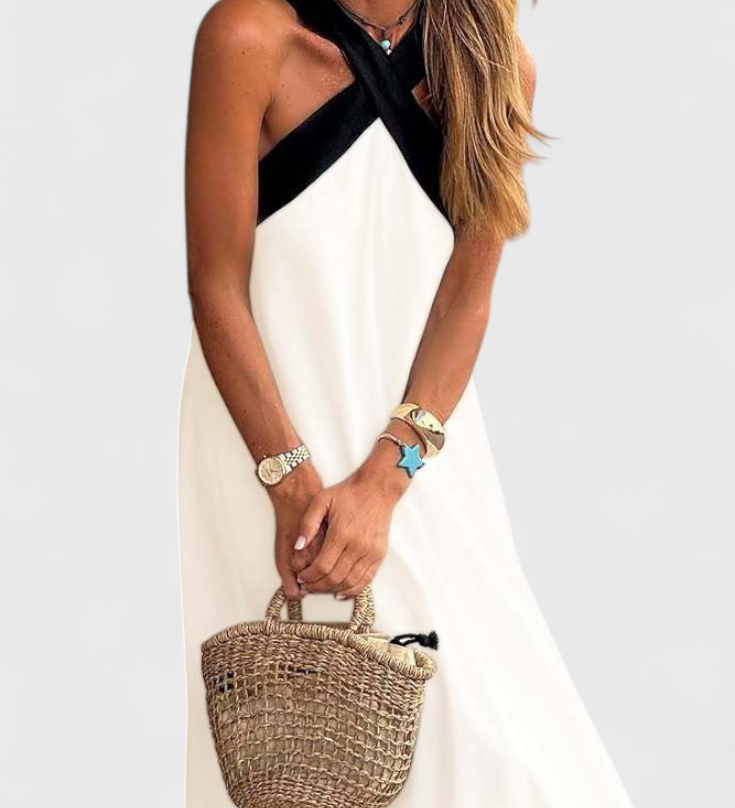 Vestido Edith de Cuello Cruzado y Espalda Abierta para un Estilo Elegante y Seductor
