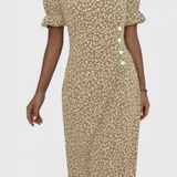 Joana Vestido Midi Floral con Encanto en Escote en V y Mangas Cortas para un Look Elegante y Cómodo