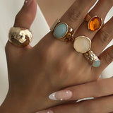 Elegante conjunto de anillos abiertos con brillante detalle de Strass