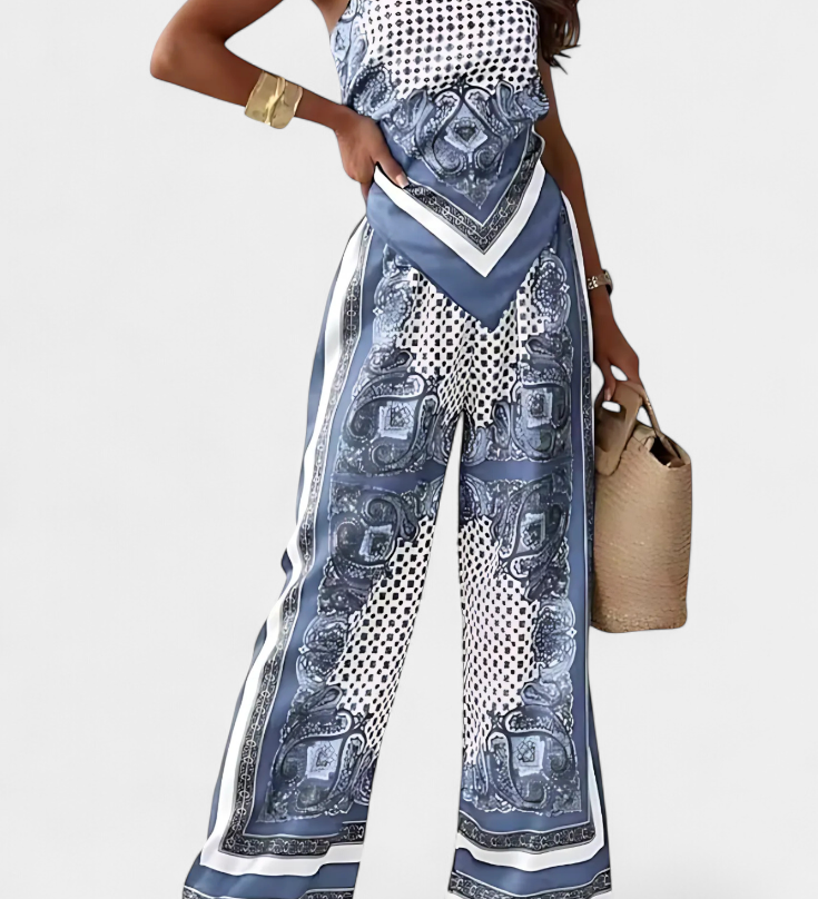 Conjunto de Moda Leonie Paisley con Elegantes Tiras