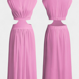 Elegante Conjunto Largo Jocelyn con Escote Alto y Detalle de Abertura Lateral para un look Minimalista y Sofisticado