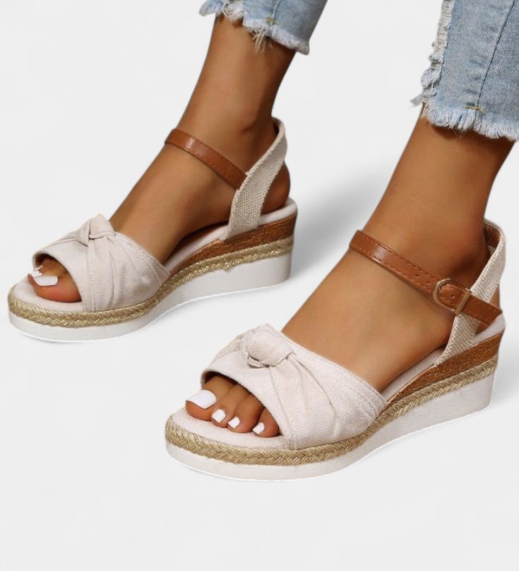 Sandalias Loura de Lona con Lazada y Plataforma Casual - Comodidad y Estilo en Cada Paso