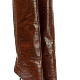 Elegantes botas de tacón alto de cuero sintético de cocodrilo con punta afilada