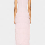 Elegante Vestido Maxi Kalani con Flecos en Capas y Detalle de Abertura Lateral