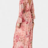 Amaliya Vestido Maxi Boho con Estampado Floral, Mangas Largas y Cintura Definida para un Estilo Elegante y Confortable