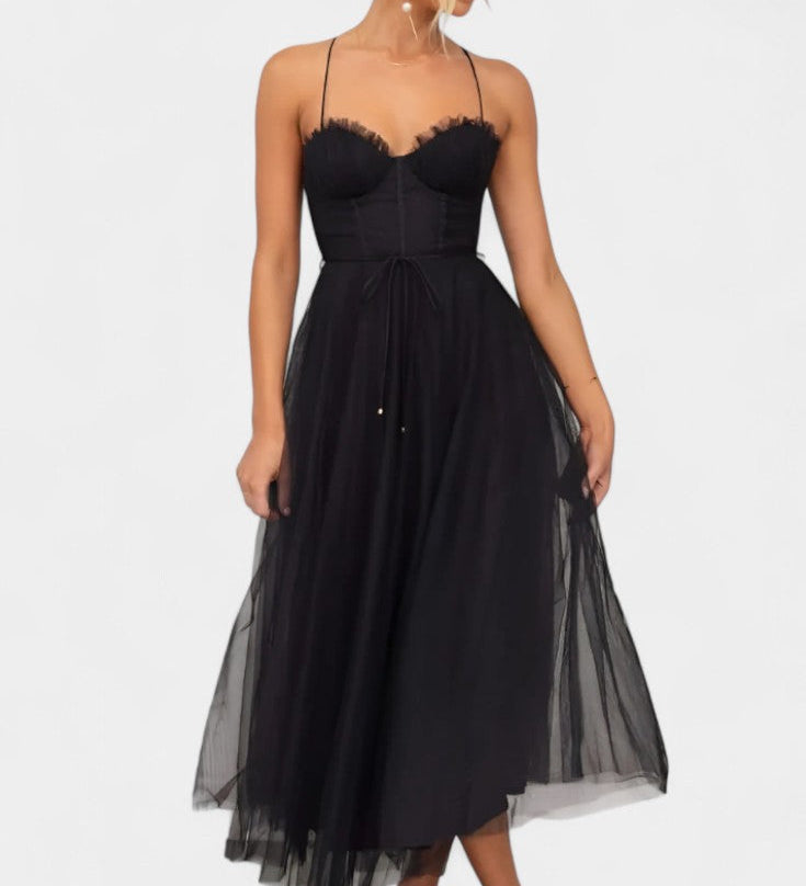 Vestido midi de tul Eileen elegante y sofisticado