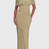 Barbara Vestido Maxi de Punto Off-Shoulder Elegante y Confortable