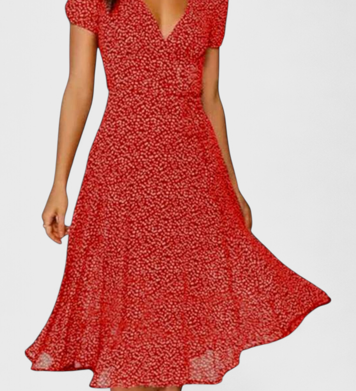 Nuria Vestido Midi Casual con Elegante Escote en V