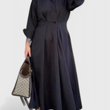 Elegante Vestido Largo Maxi Celina con Detalle de Solapa