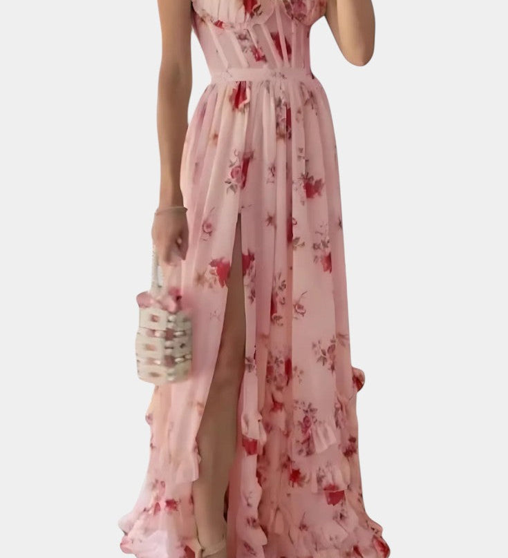 Vestido Maxi Luna con Corsé Floral y Silueta Elegante para una Look Sofisticado