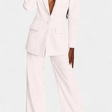 Conjunto de Blazer a Medida y Pantalones de Pierna Ancha de Estilo Elegante y Moderno