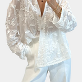 Camisa de Encaje Bordado Prairie - Estilo Rústico y Elegante