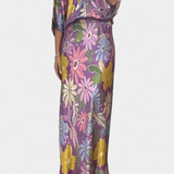 Conjunto Elegante de Blusa y Falda de Cola de Pez con Estampado Floral