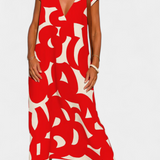 Vestido Casual Asela con Estilo en Escote en V y Estampado Mixi para un Look Moderno