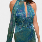 Vestido de Chiffon Moana con Estampado Inspirado en Monet - Elegancia y Estilo Acuarela