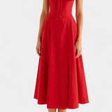 Elegante vestido midi en línea A con corsé para un estilo sofisticado