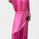 Elegante Conjunto de Dos Piezas con Top Holgado y Falda Asimétrica - La Perfecta Combinación de Estilo y Comodidad