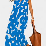 Vestido Casual Asela con Estilo en Escote en V y Estampado Mixi para un Look Moderno