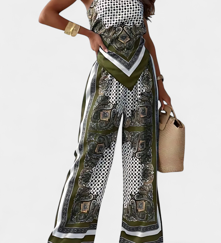 Conjunto de Moda Leonie Paisley con Elegantes Tiras