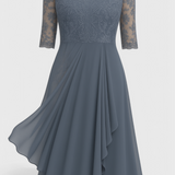 Vestido Midi Abby con Escote Ilusorio y Bordado Elegante