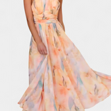 Vestido Alaia con Estampado Aquarelle y Elegante Cuello Halter