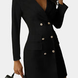 Heidi Vestido Blazer Elegante con Doble Botonadura y Corte Estructurado