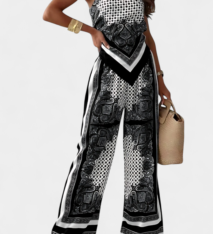 Conjunto de Moda Leonie Paisley con Elegantes Tiras