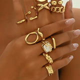 Anillo Abierto Geométrico de Metal Con Estilo Moderno