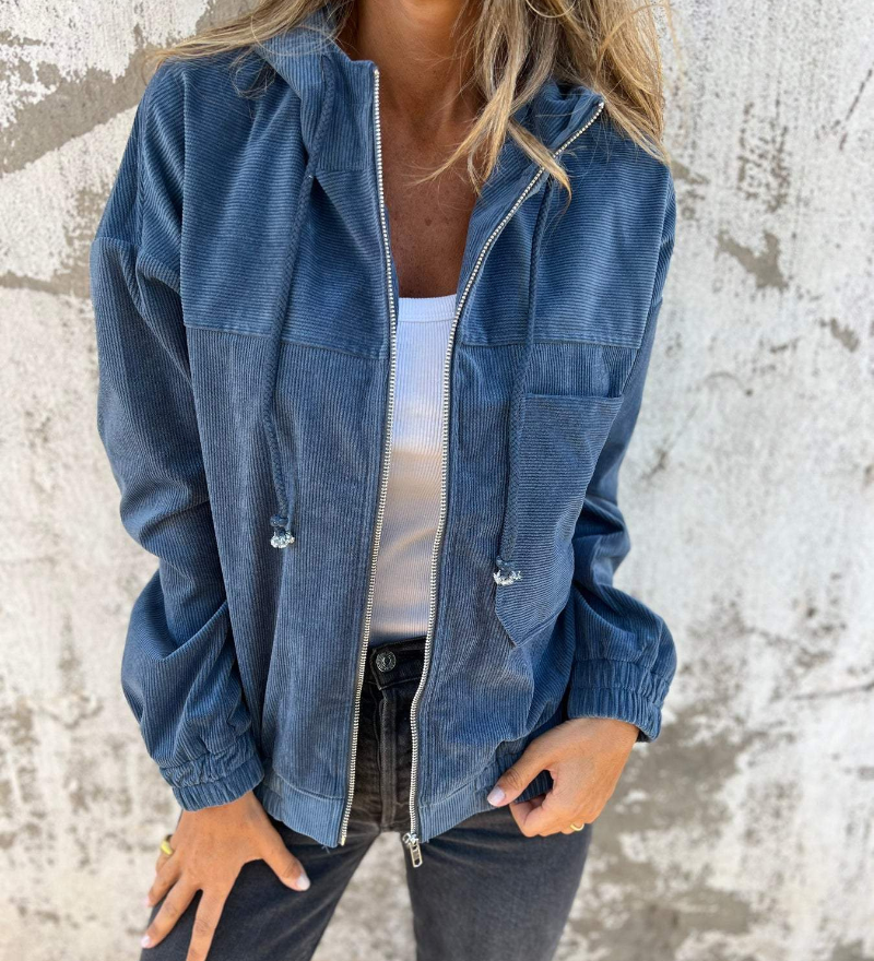 Clara | Chaqueta de pana con capucha y cremallera