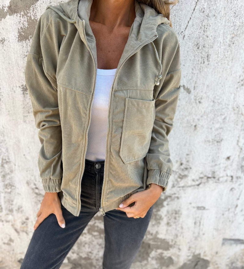 Clara | Chaqueta de pana con capucha y cremallera