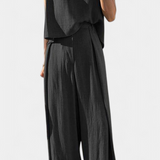 Lauren Elegante Conjunto de Dos Piezas con Pierna Ancha para un Estilo Sofisticado