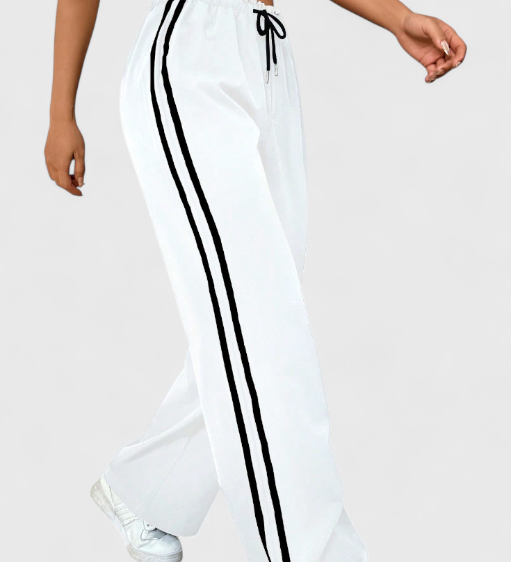 Alanys Pantalón Deportivo de Pierna Ancha con Detalle Lateral para Comodidad y Estilo